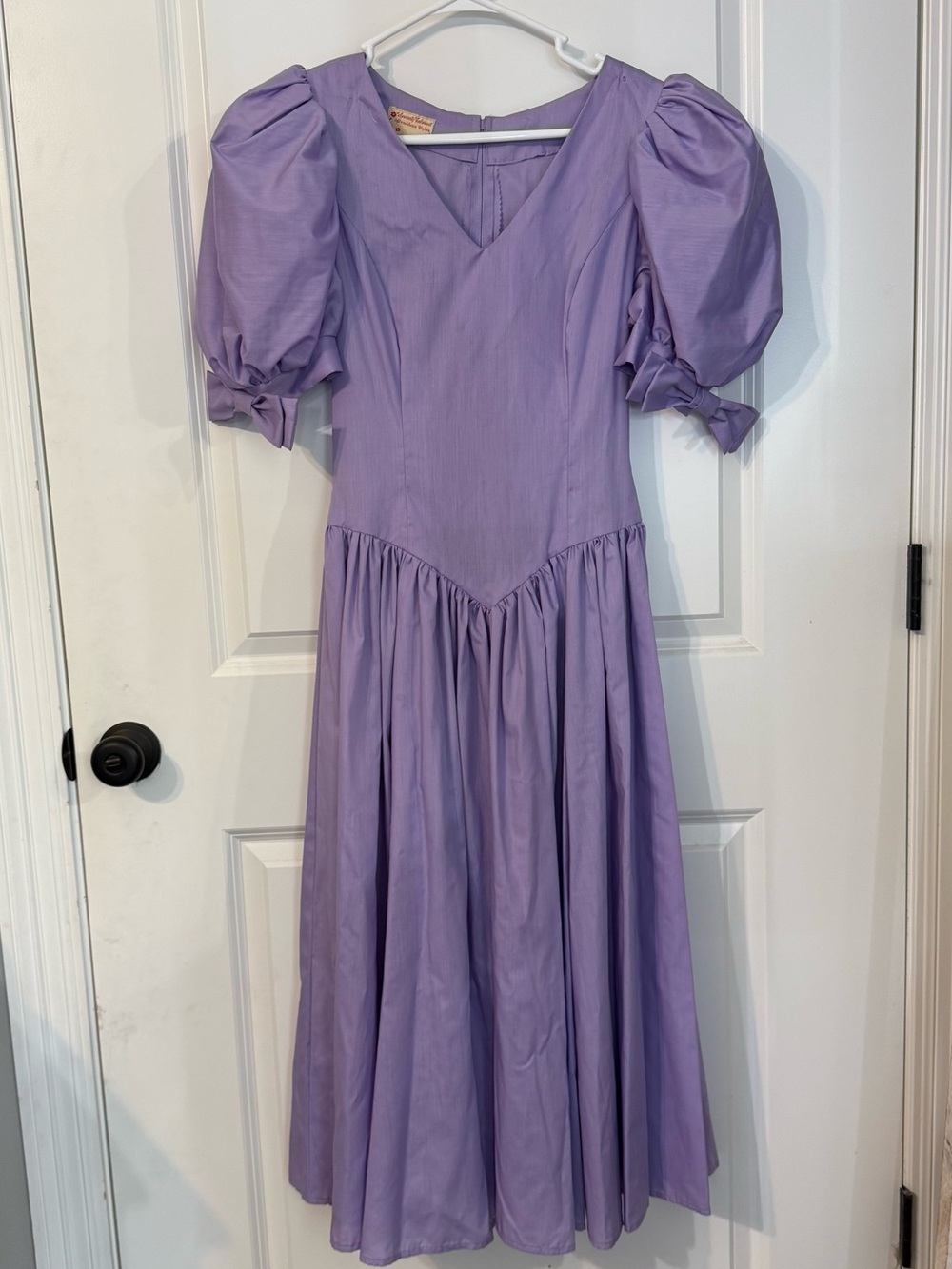 Vintage Geraldine Wyles Lavender Prairie Dress Puff Sleeve Cottagecore